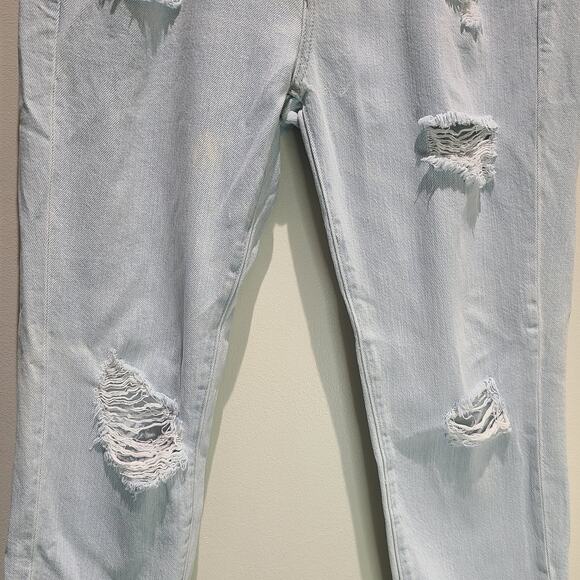 GAP Jeans Women's 29 Slouch Powder Light Wash Indigo Distressed Denim Loose - Picture 4 of 14